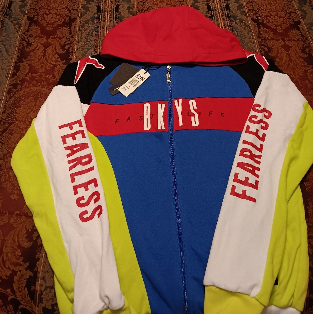 BKYS Brand "Fearless Fast Life" Zip Up Jacket Brand New W-Tags Men's Size Medium